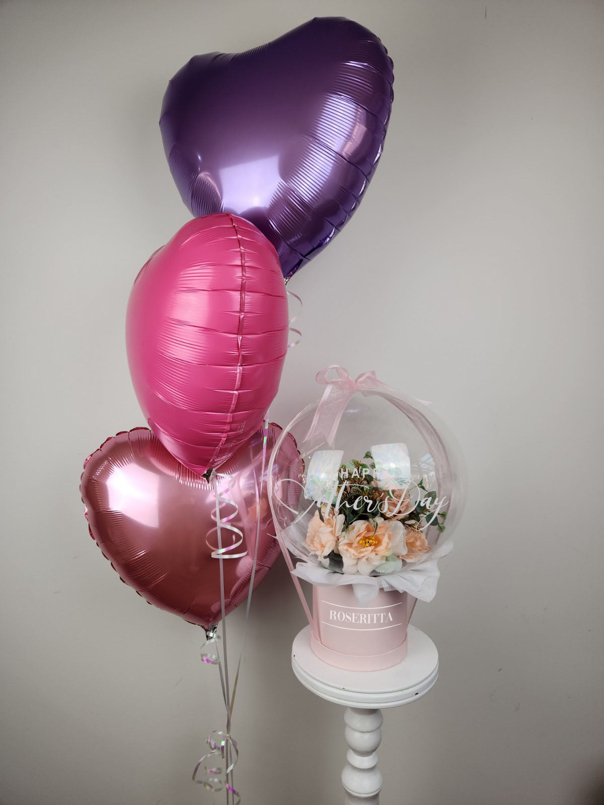 Heart Shaped Foil balloon bouquet(s) - pink & purple