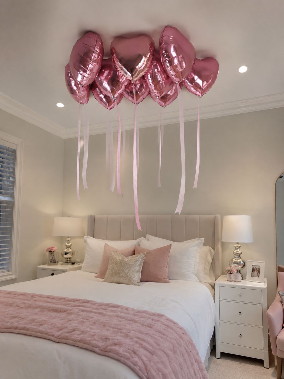 Heart Shaped Foil ceiling balloons - Pink