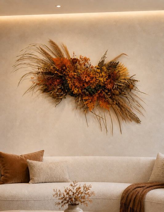 Autumn Harvest - Large Dried Flower Wall Arrangement | 150cm Floral Wall Art