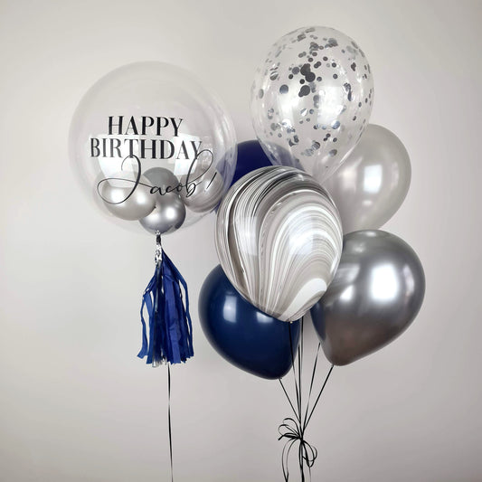 Helium Balloons Party Pack | Navy + Silver