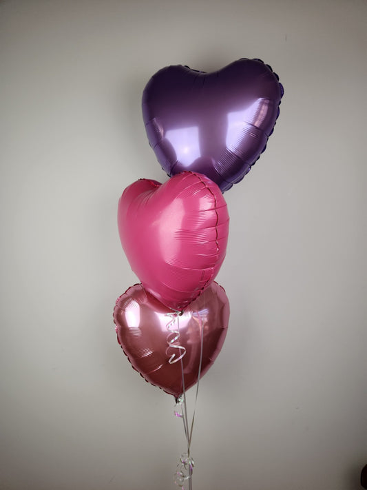 Heart Shaped Foil balloon bouquet(s) - pink & purple