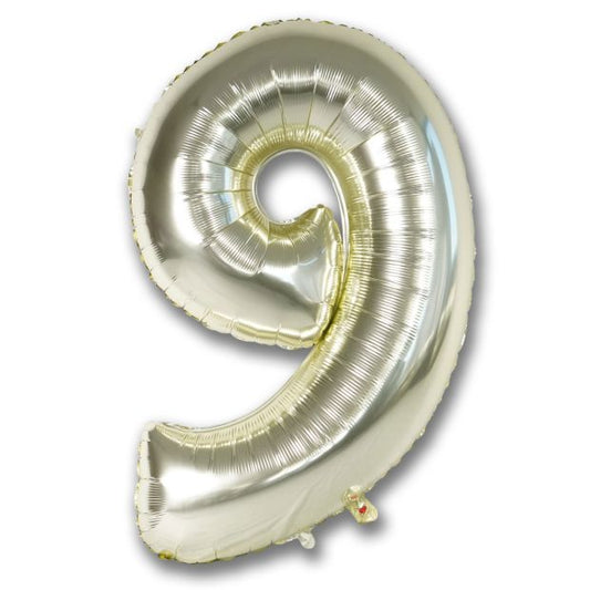 Helium Balloons 100cm Foil Number | White Gold