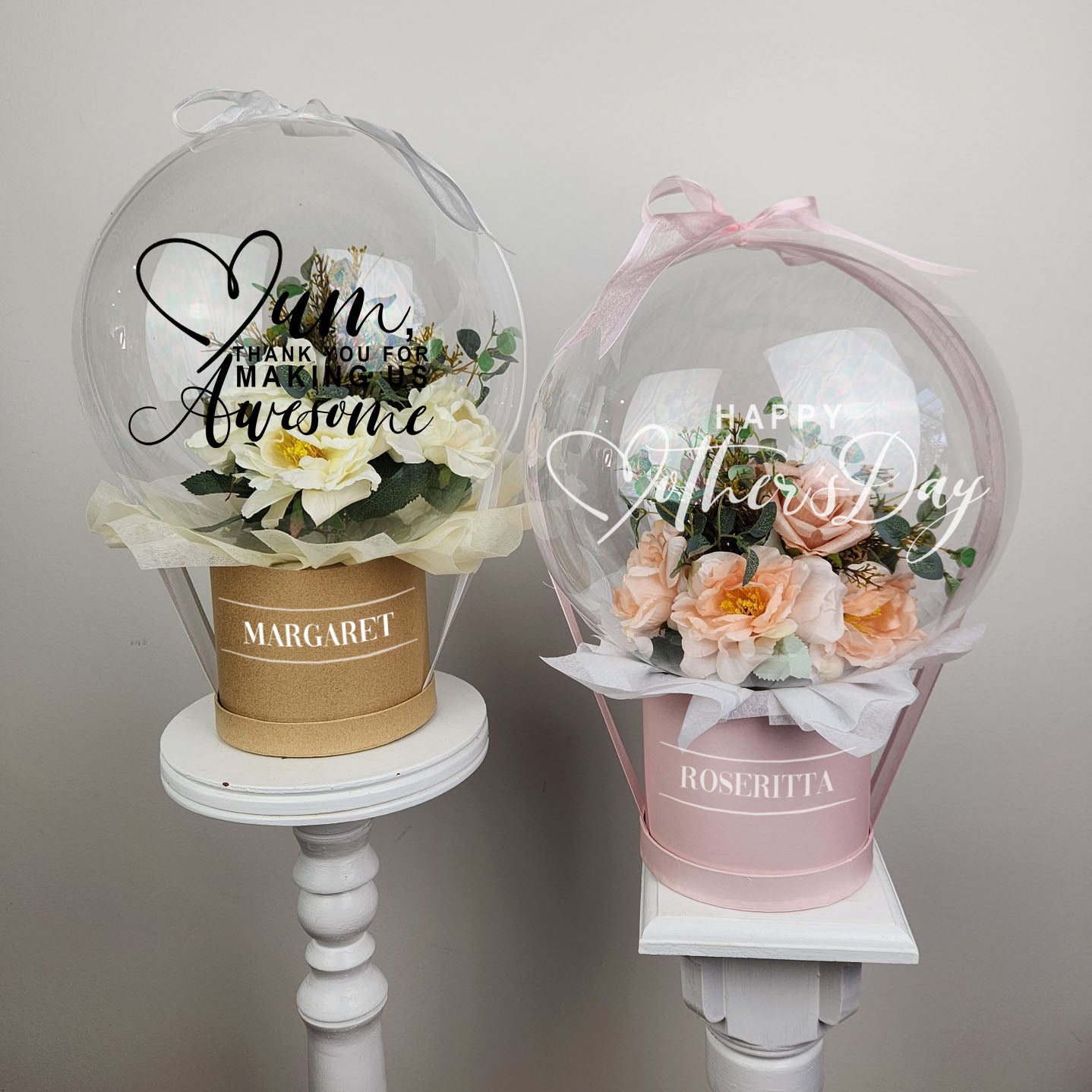 Bubble Bloom | Faux Flowers in balloon - Cream