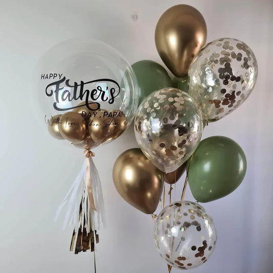 Helium Balloons Party Pack | Gold + Eucalyptus Green