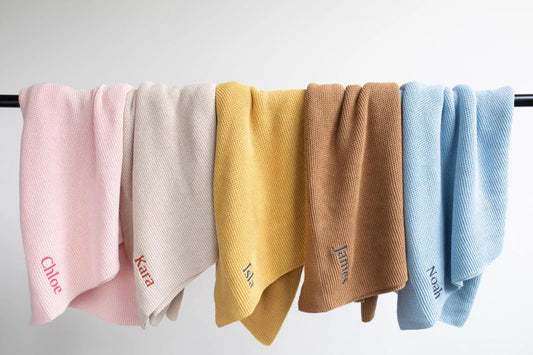 Add Baby Gift | Personalised Knit Blanket - 5 Colours