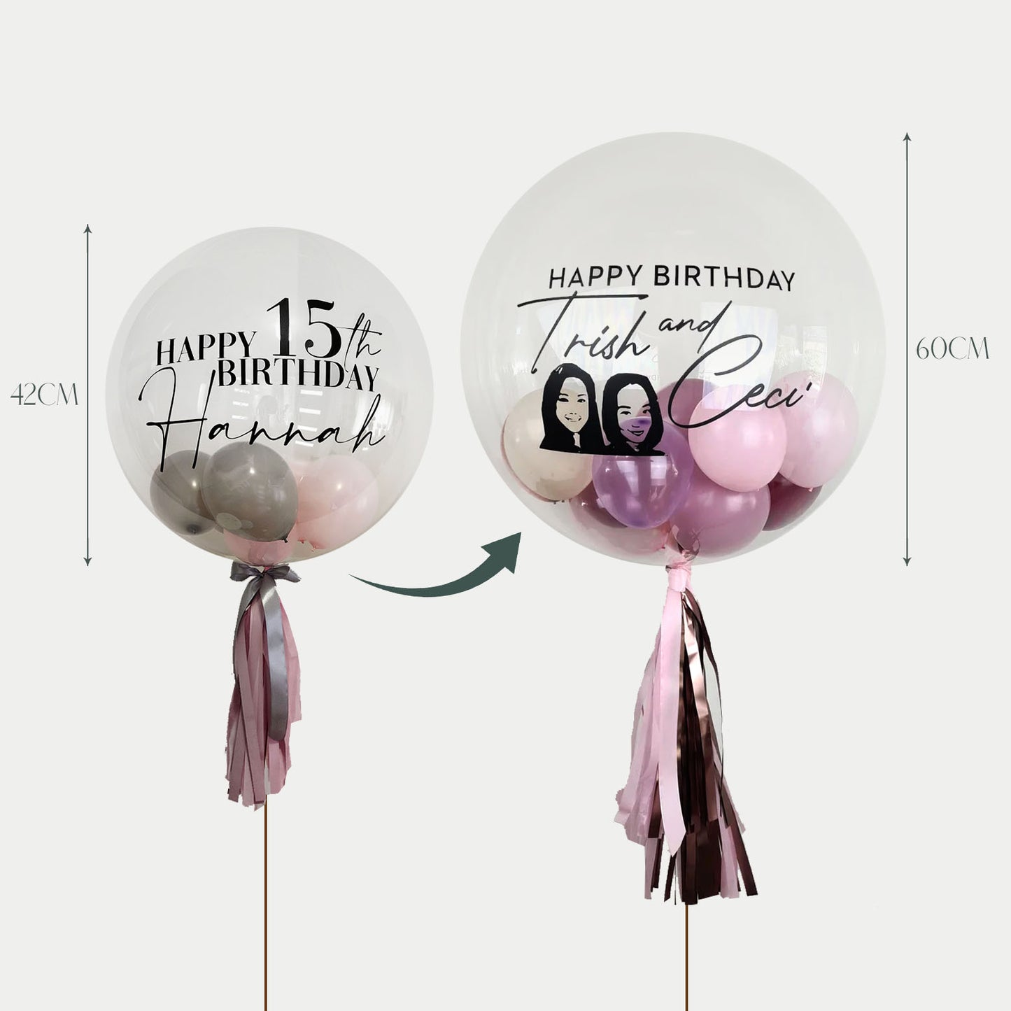 <Design Your Own> Single Personalised Helium Bubble Balloon 42cm / 60cm